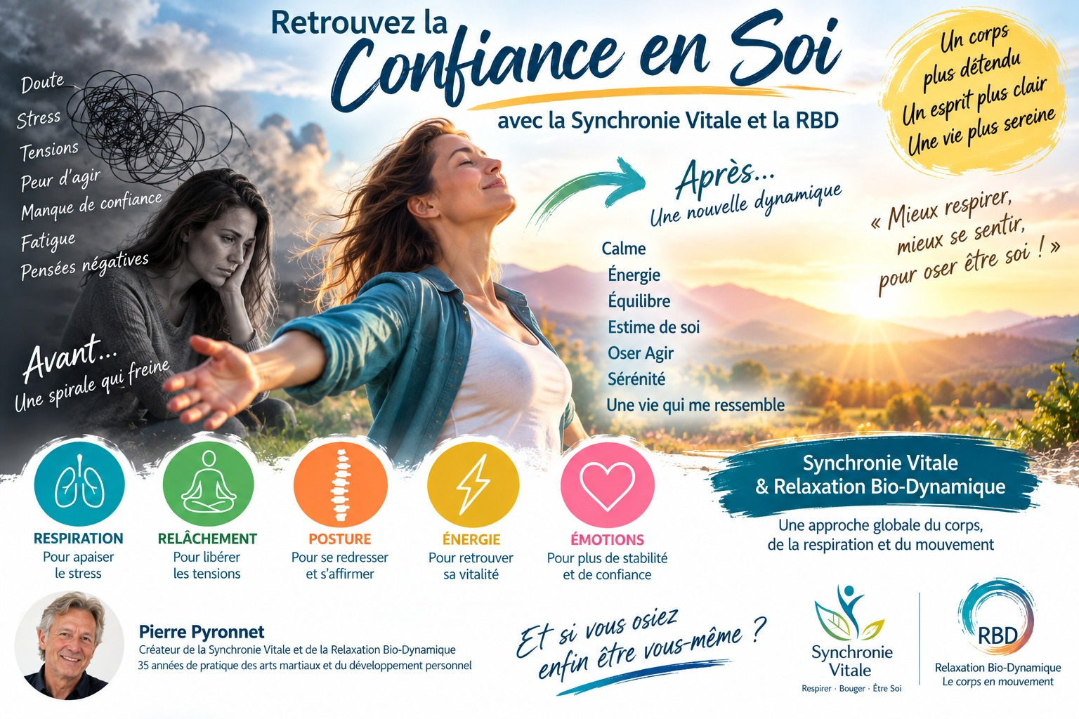 Retrouver la confiance en soi avec la Synchronie Vitale et la Relaxation Bio-Dynamique : respiration, relâchement, posture, énergie, émotions