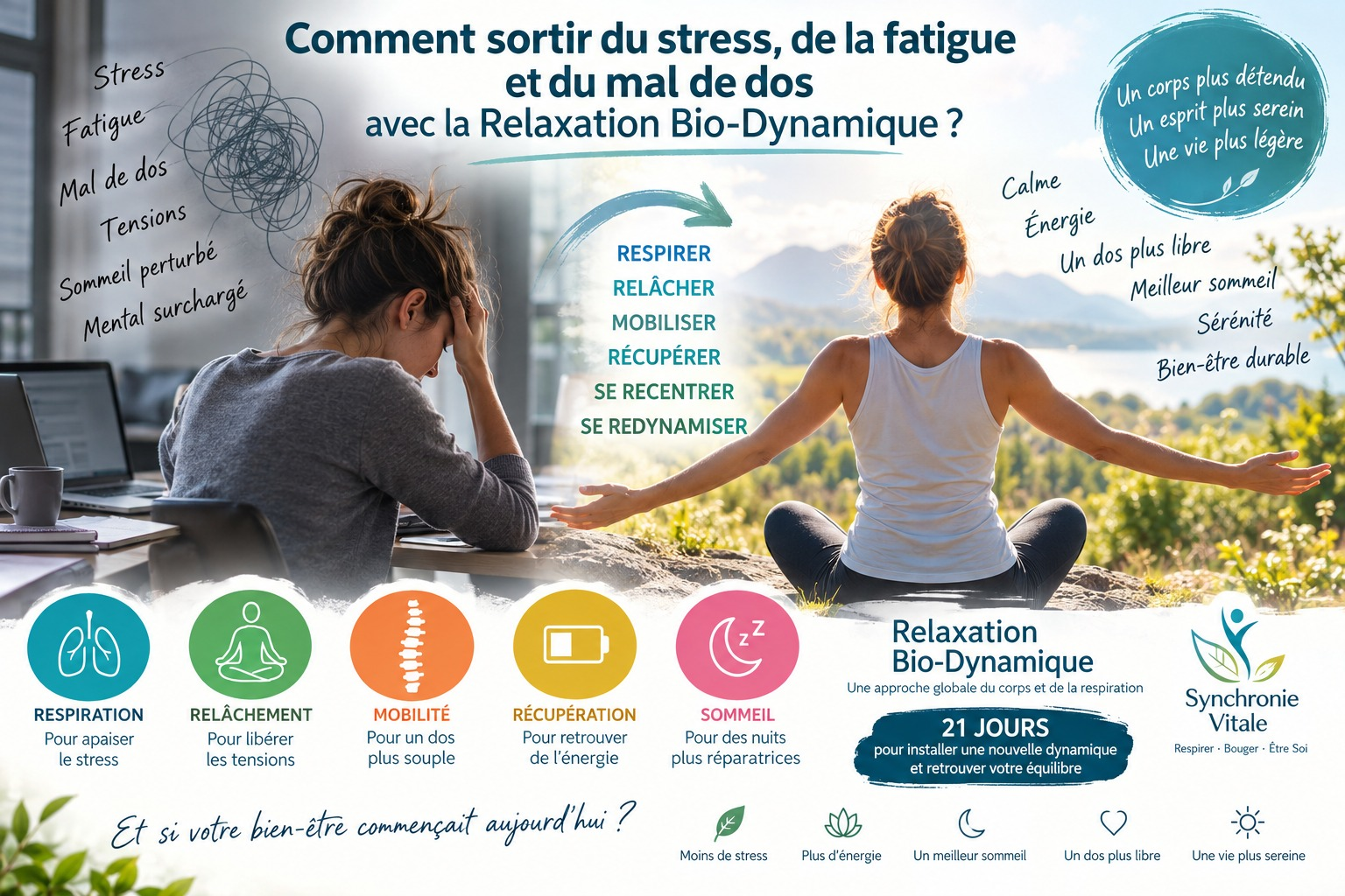 Passer du stress au calme : respirer, relâcher, mobiliser, récupérer avec la Relaxation Bio-Dynamique