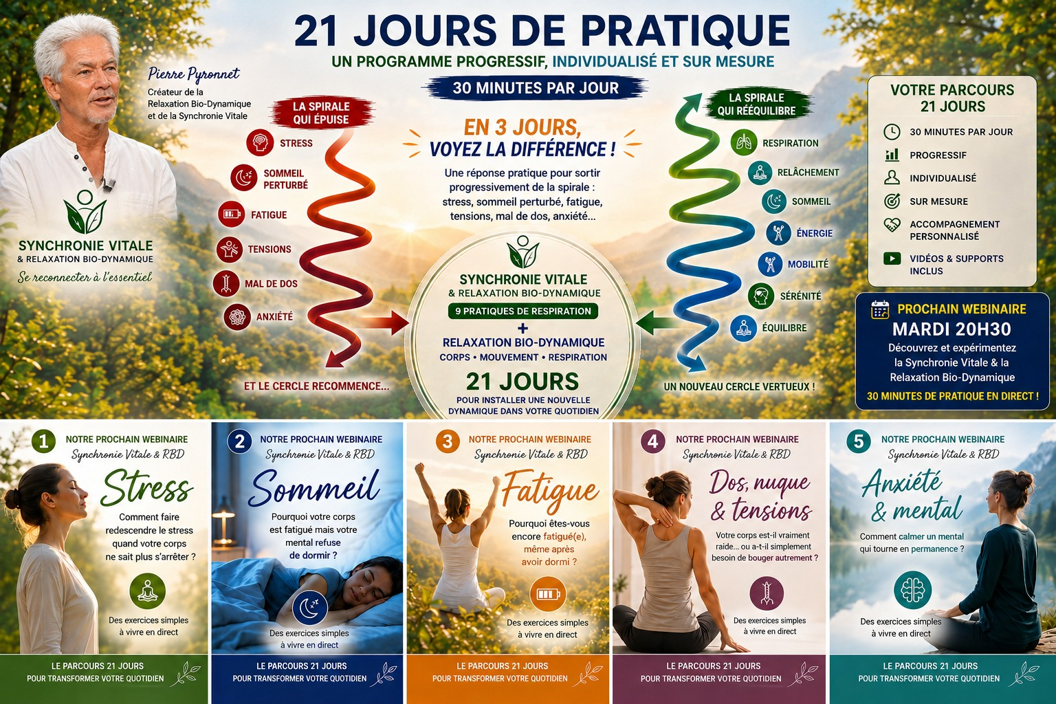 21 jours de pratique : programme progressif, individualisé et sur mesure, 30 minutes par jour avec Pierre Pyronnet
